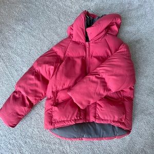 Pink oversized puffer jacket
